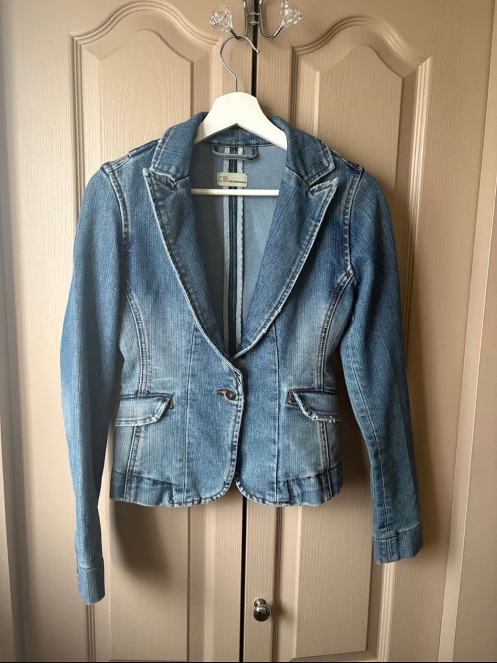 Denim Blazer Jacket - Light Blue Womens Jean Blazer